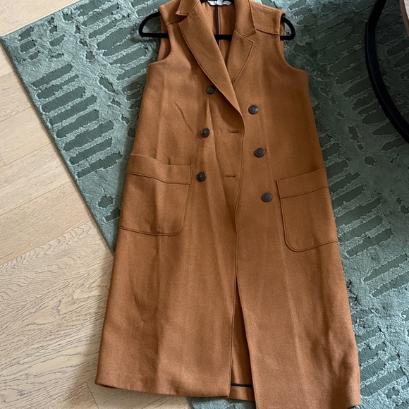 Zara Brown Double-Breasted Vest - Picture 1 of 8